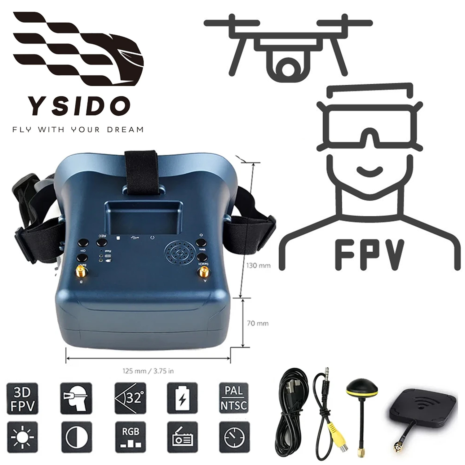 Okulary FPV 008D 5.8G 40CH 4.3 – Drone Racing Goggles recenzja i cena